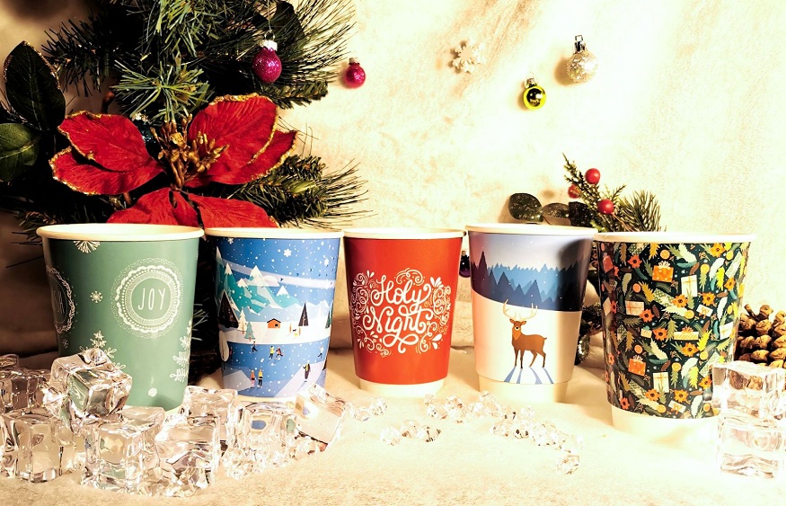 Christmas paper coffee cups